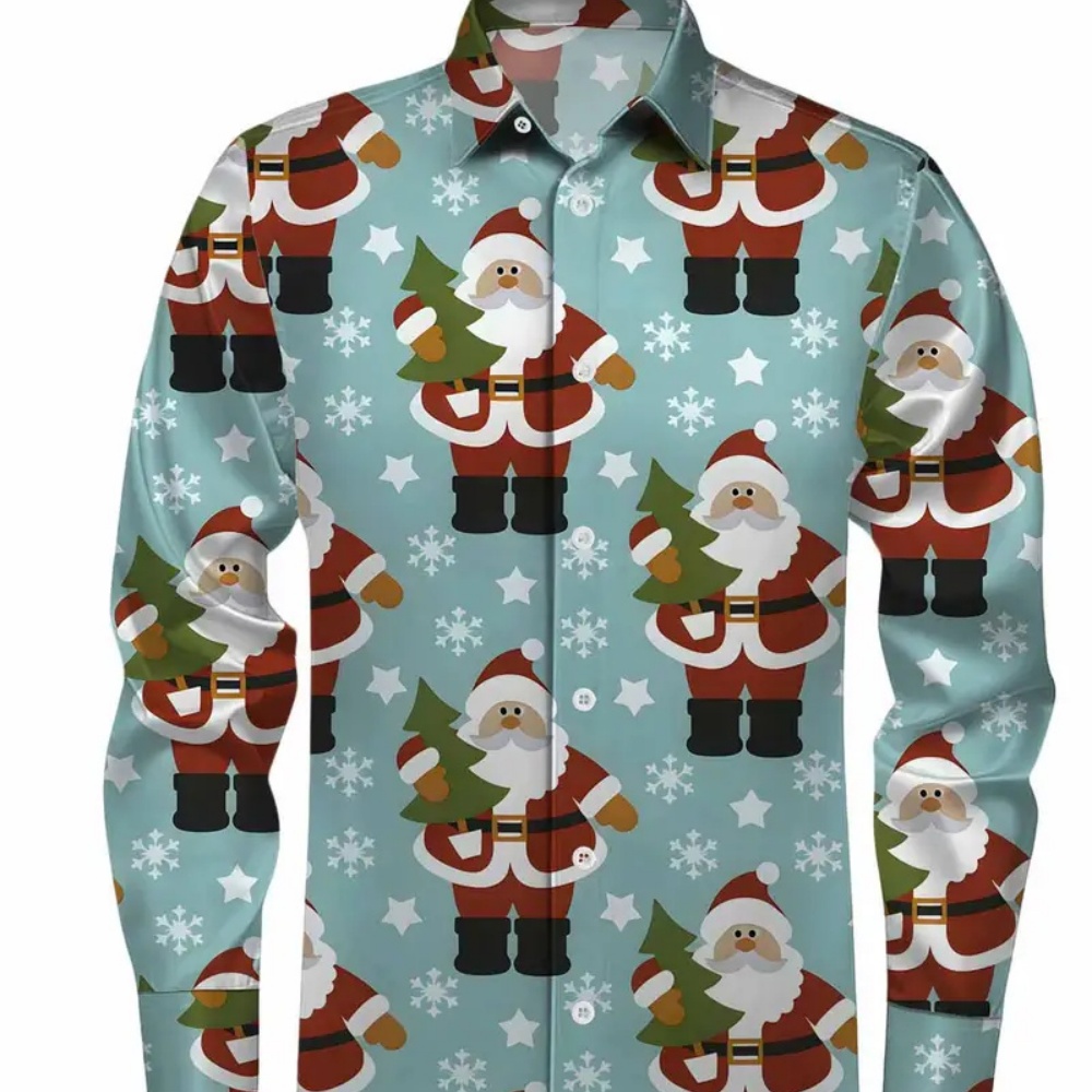 Winter Clothing Gift Ideas - Kemeja Natal Pria Lengan Panjang Bermotif