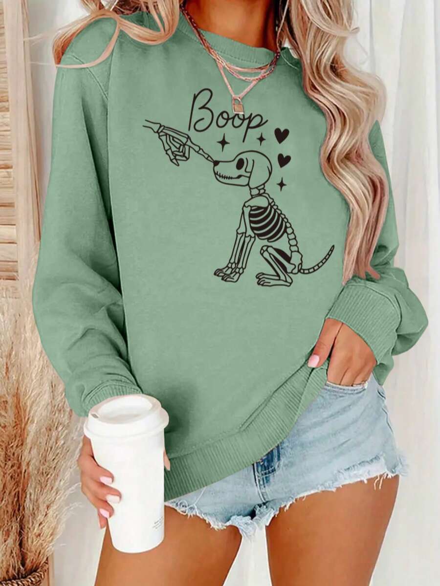 Sweatshirt dengan Motif Tulang - Winter Clothing Gift Ideas ulasan dan harga